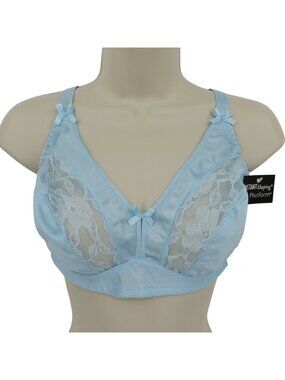Plusform Instant Shaping 36D Style 1629 Bra Blue Lace Wireless Unlined NEW NWT